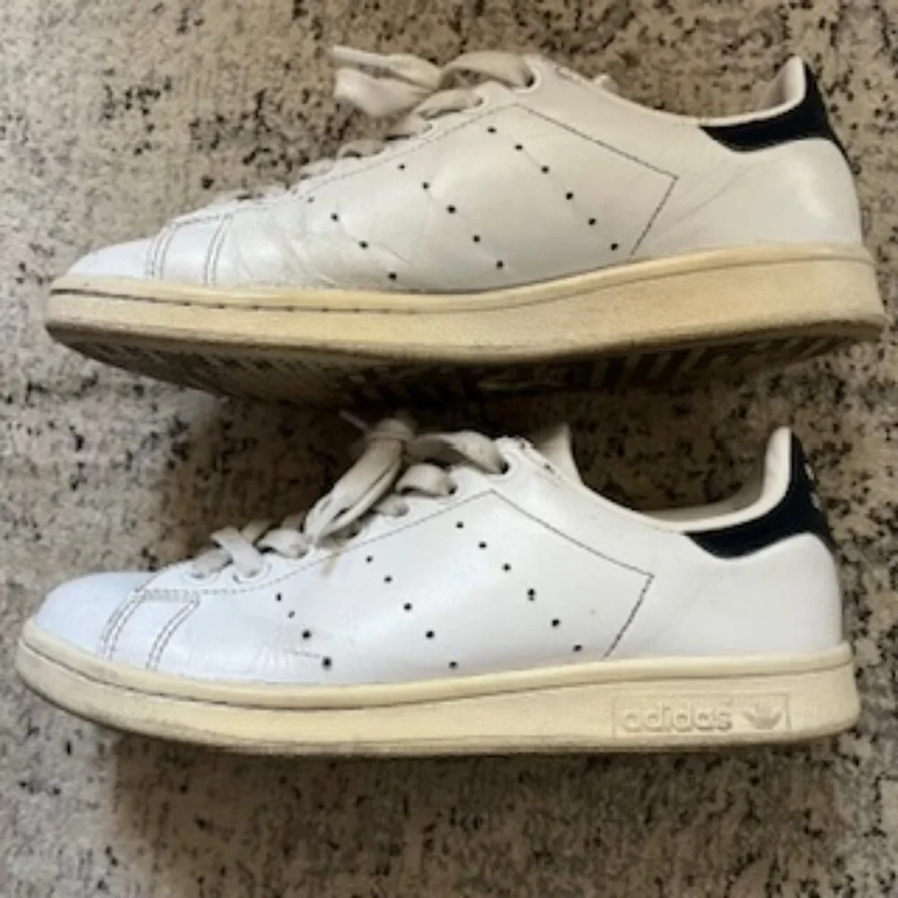 🧡3/15 adidas Stan Smith Shoes White Navy Male 5 1/2